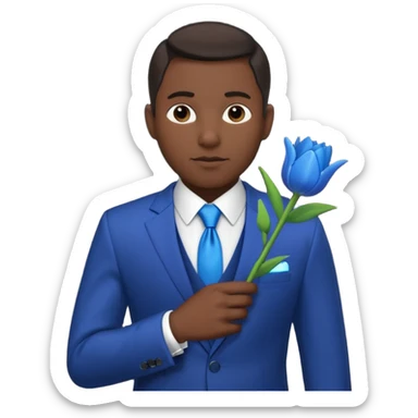 black man with blue tulip in his suit pocket sticker