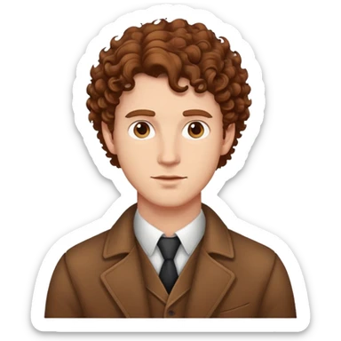 striking white man with brown curly hair sticker