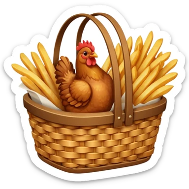 Chicken strips with fries in a basket sticker