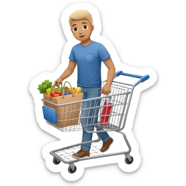 man-with-a-shopping-cart-full-body sticker
