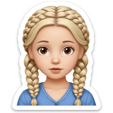 white girl with baby hair detailed full braids,  sticker