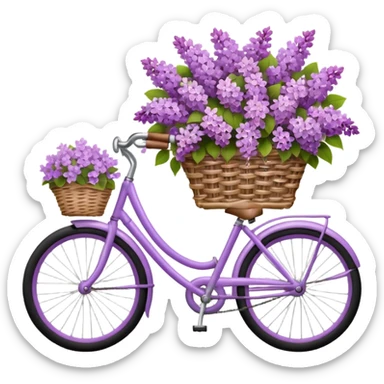 lilac bicycle with lilac flower basket sticker