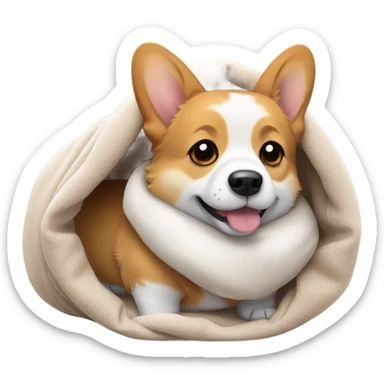 Corgi in a duvet sticker