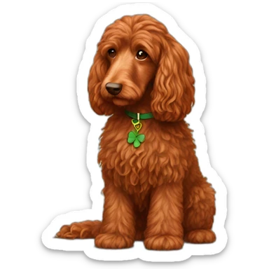 Long hair red Irish doodle sticker