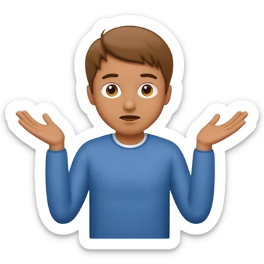 a man making the gesture of shrugging his shoulders sticker