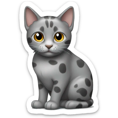 grey cat with lighter spots only in its back  sticker