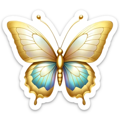 White and Golden Divine Holy Glorious Shiny Sparkly Butterfly sticker