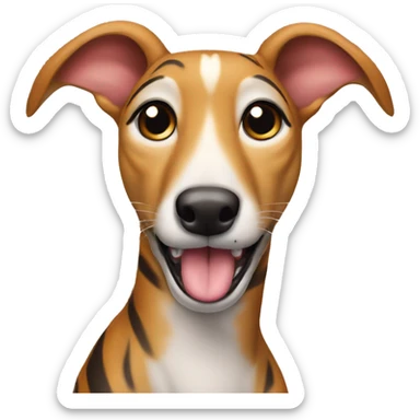 Fawn tiger greyhound wants to lick with tongue out sticker