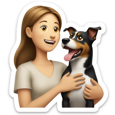 happy person and their dog looking up sticker