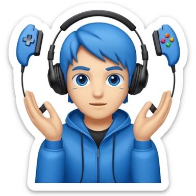 Créame un personaje de Blu strike tipo gamer con audífono y resolución HD sticker