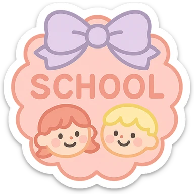 school button in coquette style, soft pastel colors, rounded shapes, playful and cute, minimal details sticker