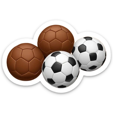 A close-up of footballs and a goal on a covered indoor futsal court with a wooden floor. The scene highlights the details of the balls and goalposts, with the smooth, polished court surface creating a clean and focused atmosphere for the game. sticker