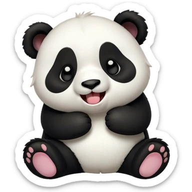 Cinematic Cute Yawning Panda Portrait Emoji, Head tilted slightly with a dramatic, wide-open yawn, showcasing a soft, plush black and white Fur with droopy ears, round eyes barely open in drowsy contentment, Simplified yet irresistibly adorable features, highly detailed, glowing with a soft, cozy glow, high shine, relaxed yet expressive, stylized with a touch of gentle whimsy, bright and endearing, soft glowing outline, capturing the essence of a sleepy yet affectionate panda, so drowsy it feels like it could stretch right out of the screen and curl up for a nap! sticker