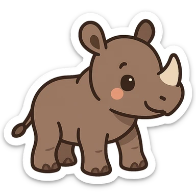 flat toon style baby rhino sticker