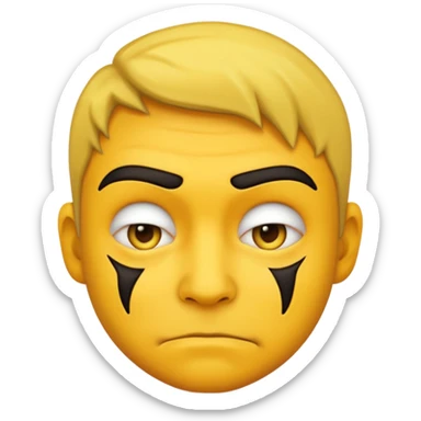 criminal emoji with multiple scars on the face, defiant look, classic emoji style sticker