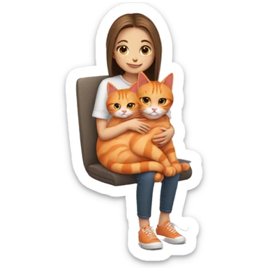Multiple orange cats in cute girl’s lap sticker