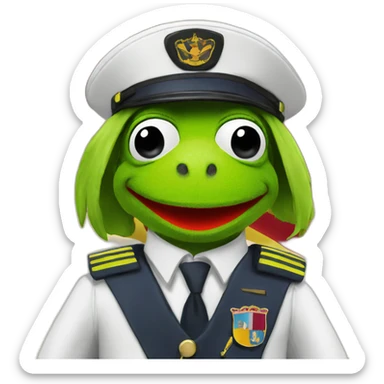 kermit as airline pilot with spanish flag in the background sticker