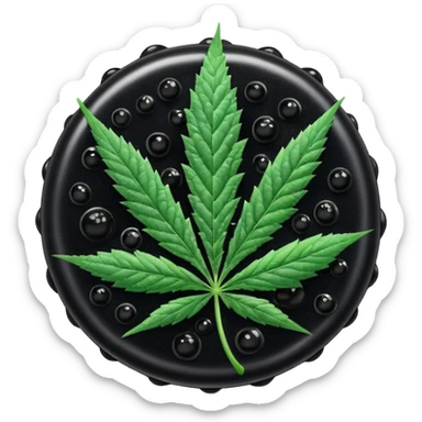 frozen caviar with cannabis leaf sticker