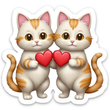 Two cats walking and their tails make heart sticker