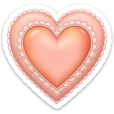 cute baby pink peach colored heart with lace trimming sticker