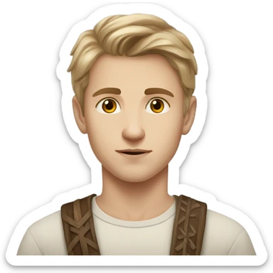 slavic white eyed young man with light brown hair and runic wearing sticker