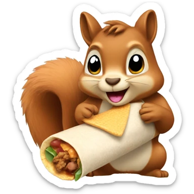 Squirrel eating a burrito sticker