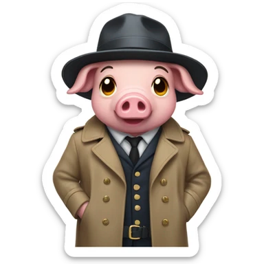 Pig in detective trench coat  sticker