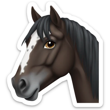 Darkbrown Westernhorse Head with grey spots and a short black standing mane  sticker