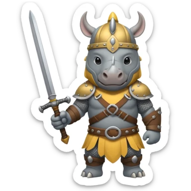 rhino with viking helmet and sword sticker