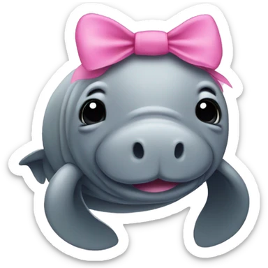 Manatee with a pink headbow sticker