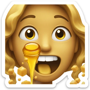 Happy face with honey coming out of its mouth sticker