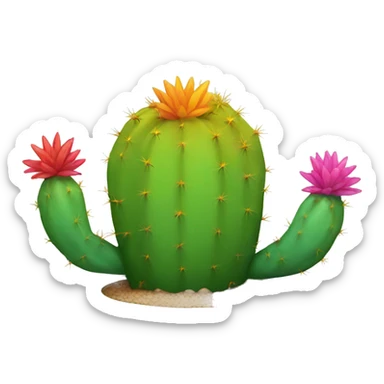 Rainbow colored cactus sticker