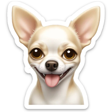 white and beige chihuahua winking sticker
