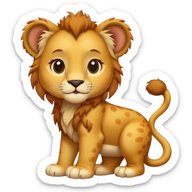 in lion family, only baby Girl lion., full body, single tail sticker