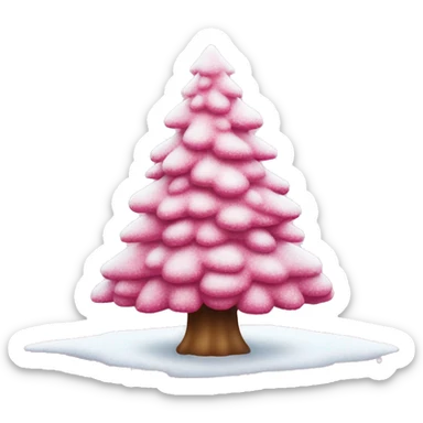 Pink Christmas tree with snow on it. sticker