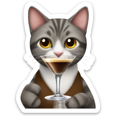 a cat holding an espresso martini  sticker