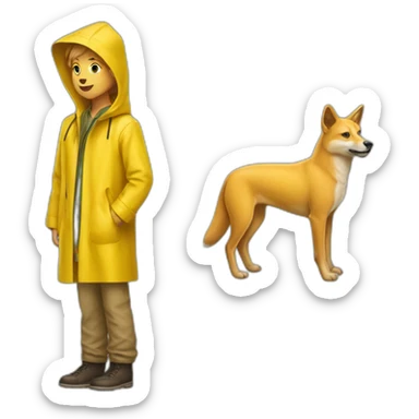 A dingo a yellow raincoat sticker