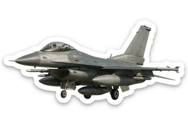 realistic F-16 jet fighter, detailed, metallic, modern, flying, no background sticker