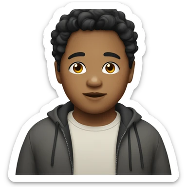 A chubby young boy with black wavy hair. sticker