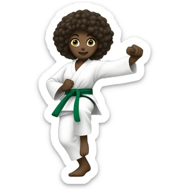dark skin girl with a karate green belt and one leg kickin high sticker