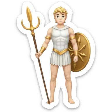 a marble man statue full body holding trident sticker