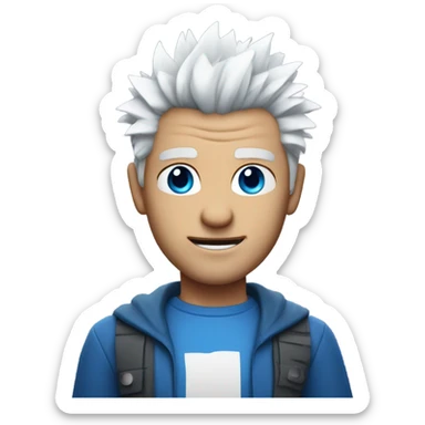 A Spiky white haired man with blue eyes  sticker