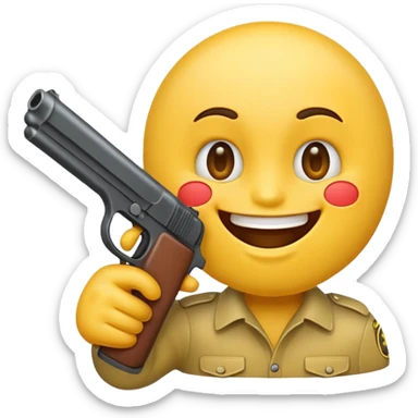 Emoji with a gun to its mouth sticker
