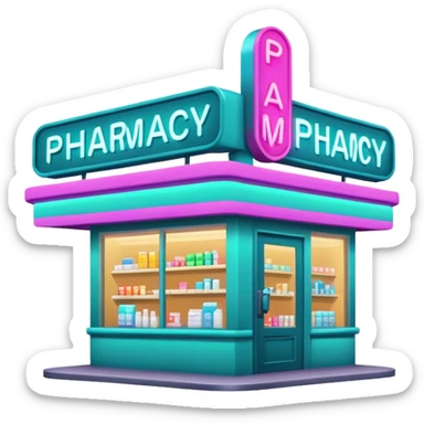 Neon pharmacy shop sign sticker