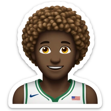 Garcon aux cheveux bouclés qui fait du basket sticker