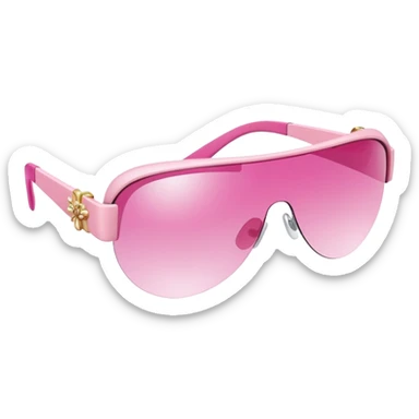 pink visor sunglasses with small decorative elements, fashion forward Y2K style sticker