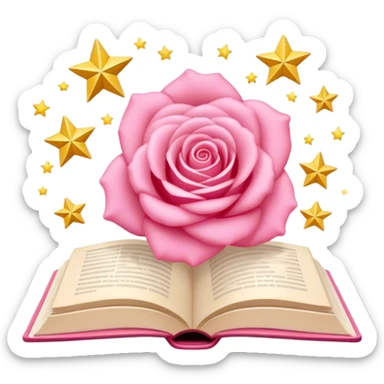 Un livre rose poudre minimaliste ouvert avec des étoiles qui en sortent  sticker