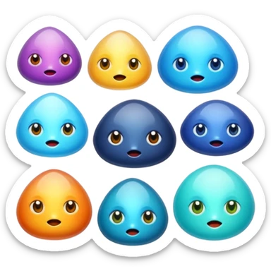 charactarised colorful minerals with eyes and mouth sticker