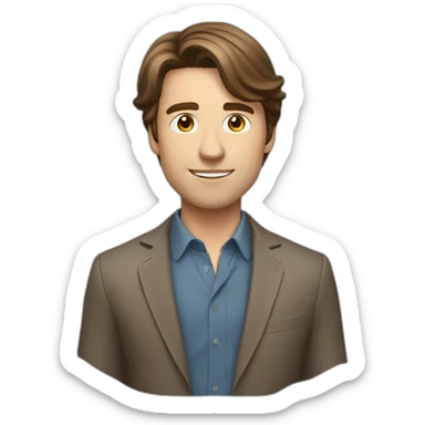 Middle-length brown hair marketing expert young man sticker