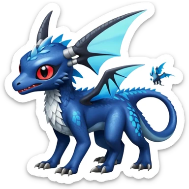 Shiny Blue Colorful Toothless-Trico-Silvally-Fakémon-hybrid-creature (full body)  sticker